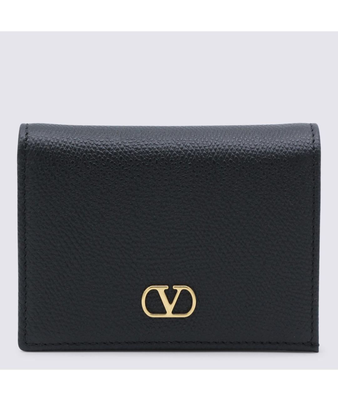VALENTINO Черный кожаный кошелек, фото 2