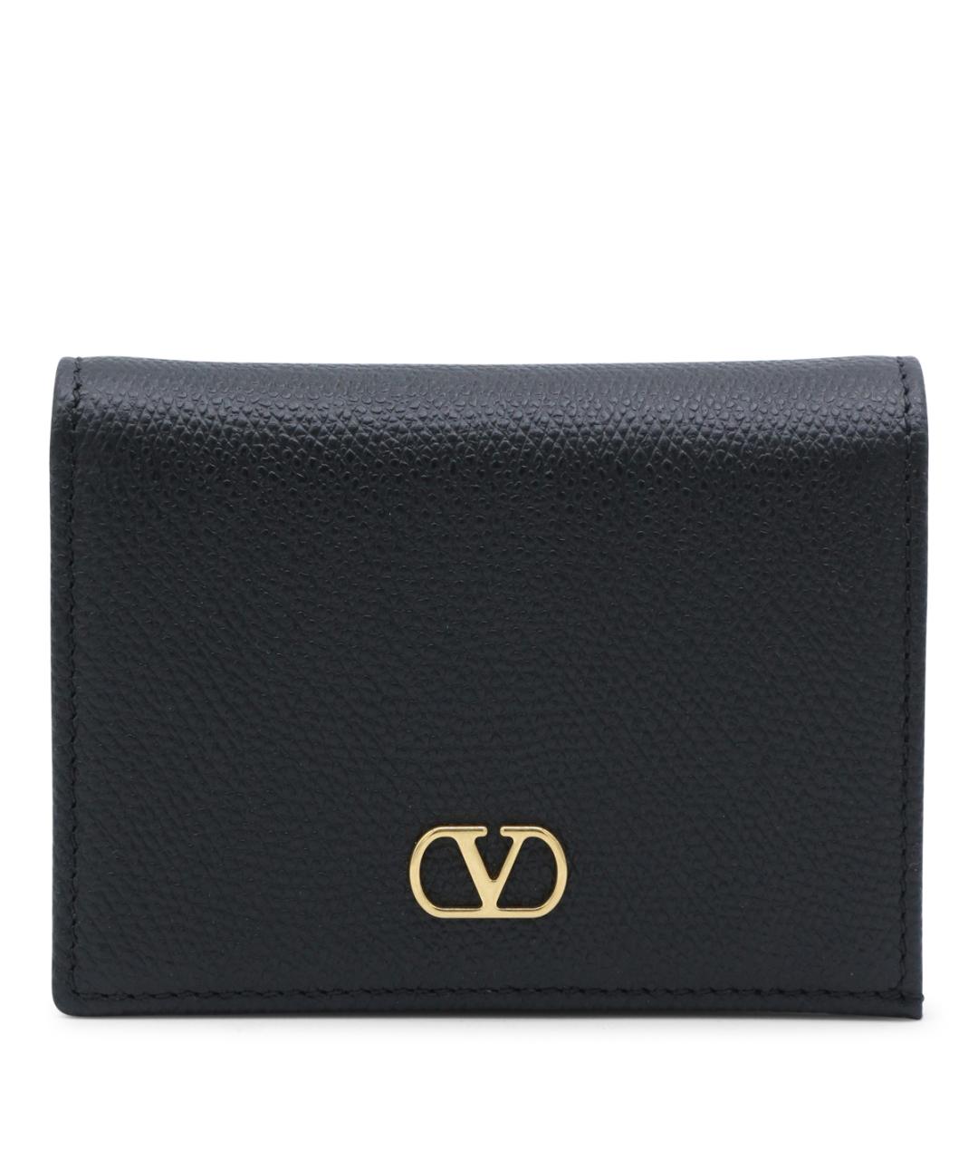 VALENTINO Черный кожаный кошелек, фото 1