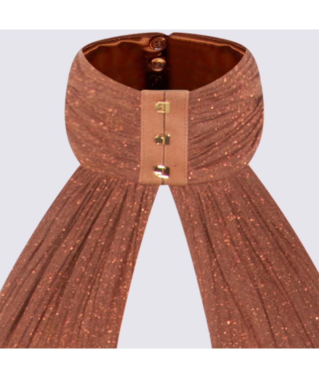 ELISABETTA FRANCHI Коричневое вискозное вечернее платье, фото 3