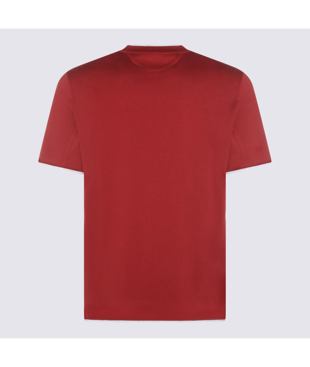 BRUNELLO CUCINELLI Красная хлопковая футболка, фото 3