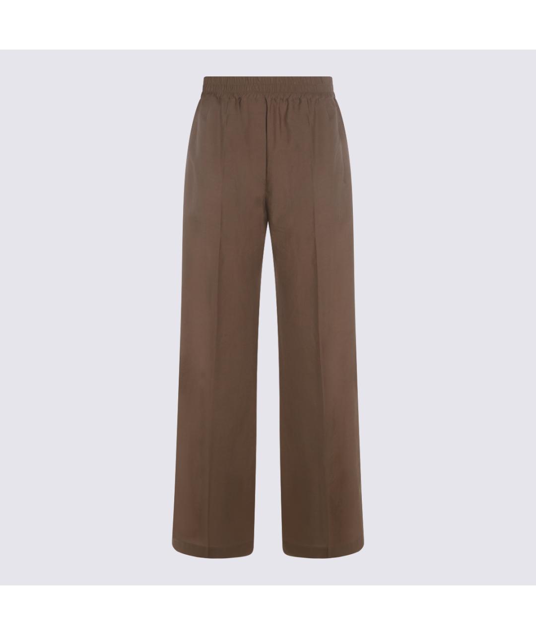 BRUNELLO CUCINELLI Коричневые хлопковые прямые брюки, фото 2