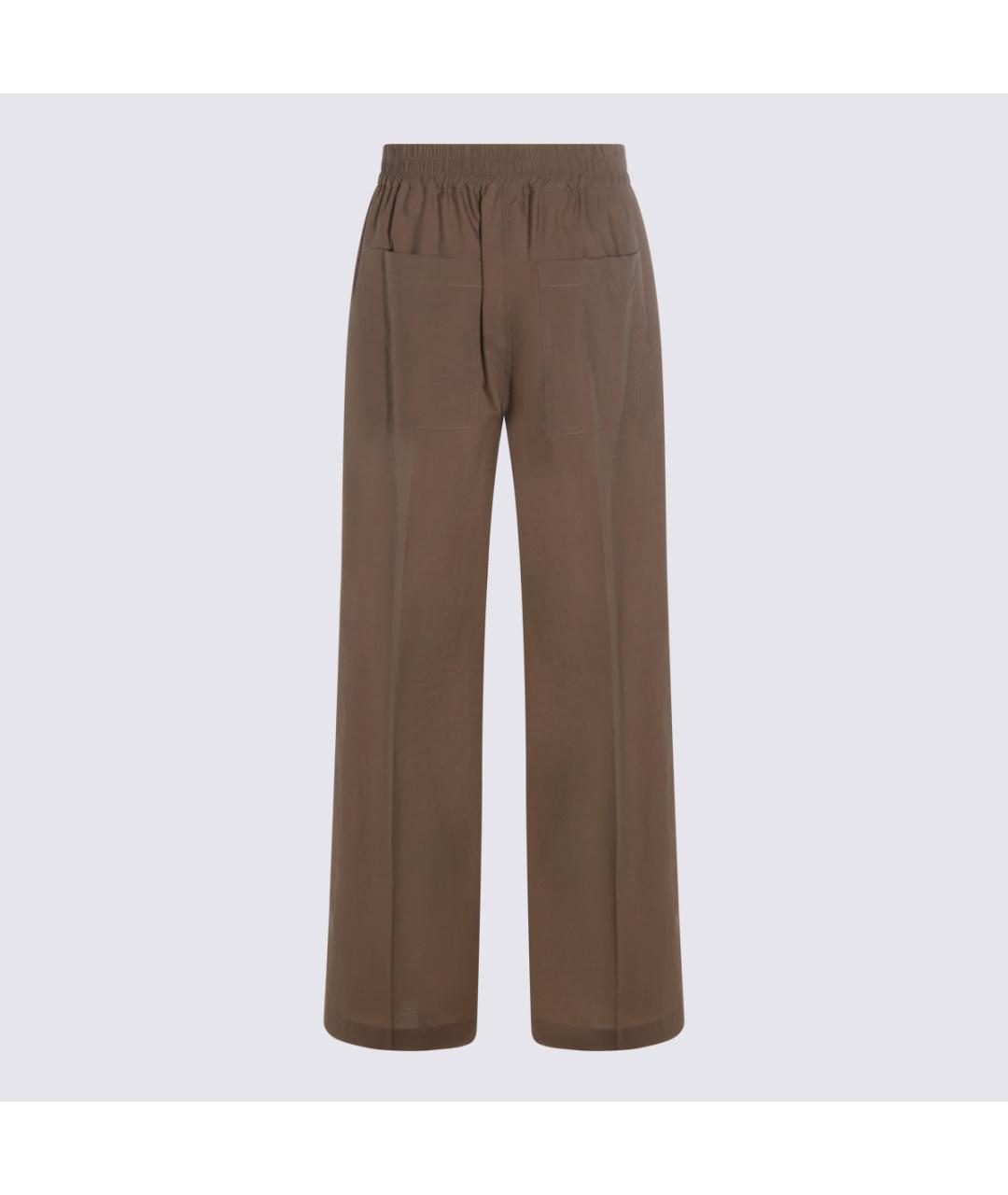 BRUNELLO CUCINELLI Коричневые хлопковые прямые брюки, фото 3