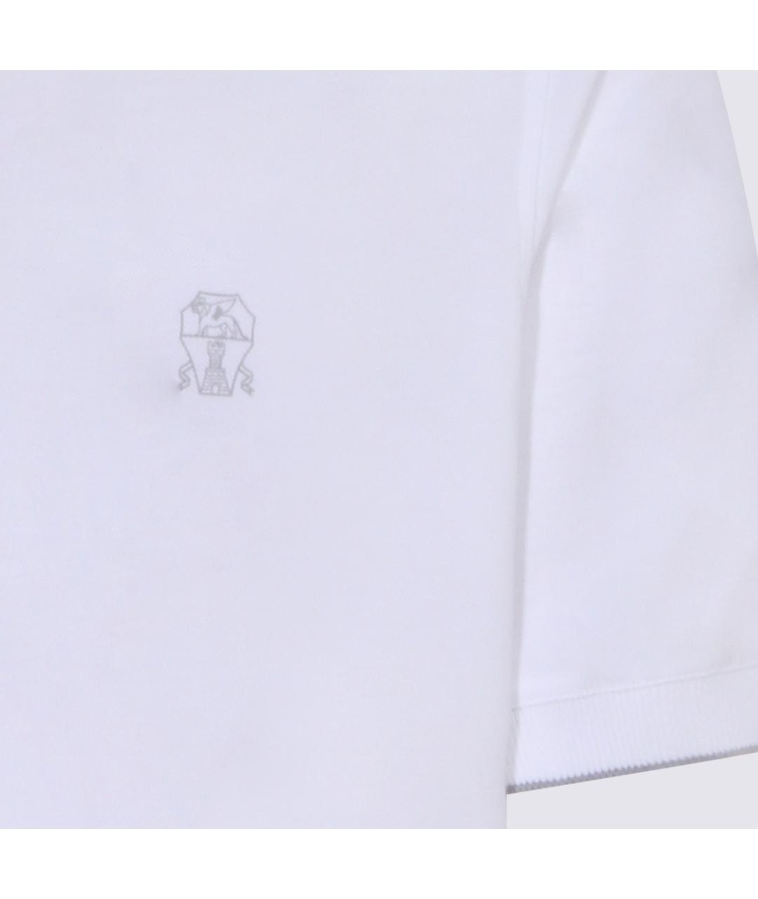 BRUNELLO CUCINELLI Белое хлопковое поло с коротким рукавом, фото 4