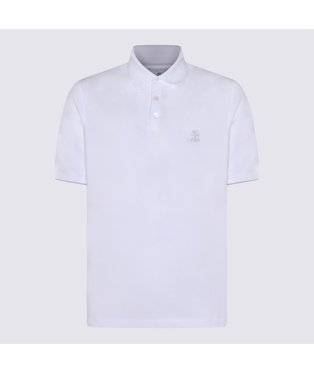BRUNELLO CUCINELLI Белое хлопковое поло с коротким рукавом, фото 2