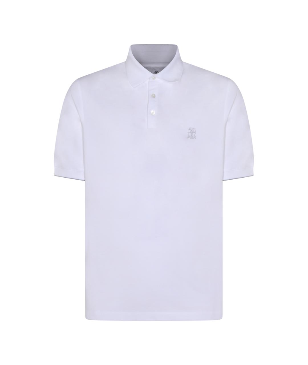 BRUNELLO CUCINELLI Белое хлопковое поло с коротким рукавом, фото 1