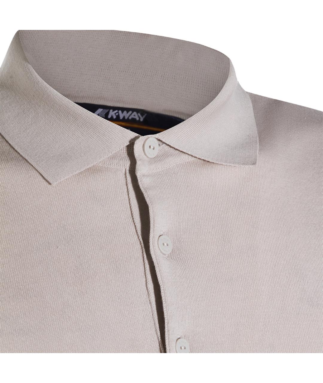 K-WAY Бежевое хлопковое поло с коротким рукавом, фото 3