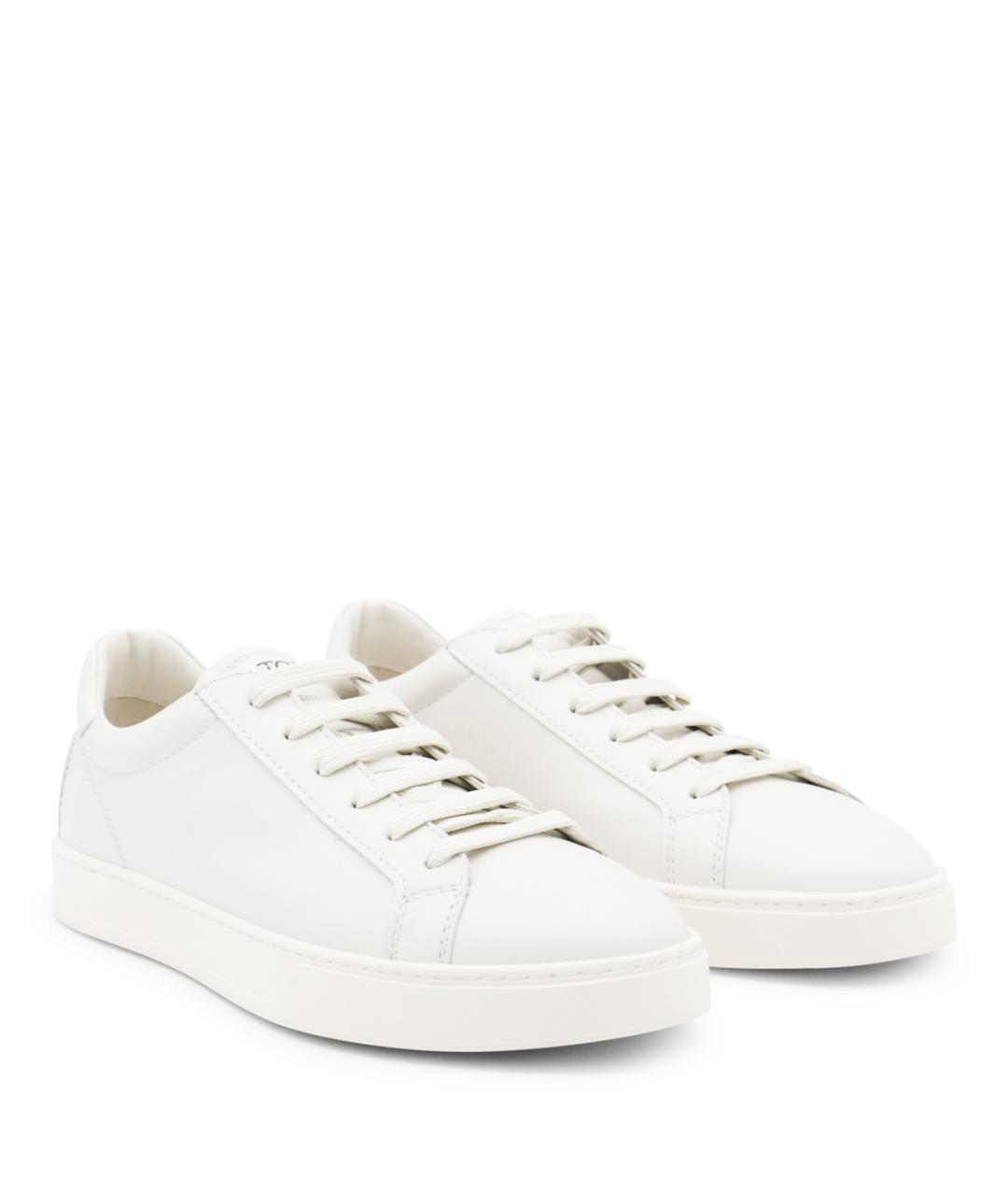 TOD'S Белые кожаные низкие кроссовки / кеды, фото 2