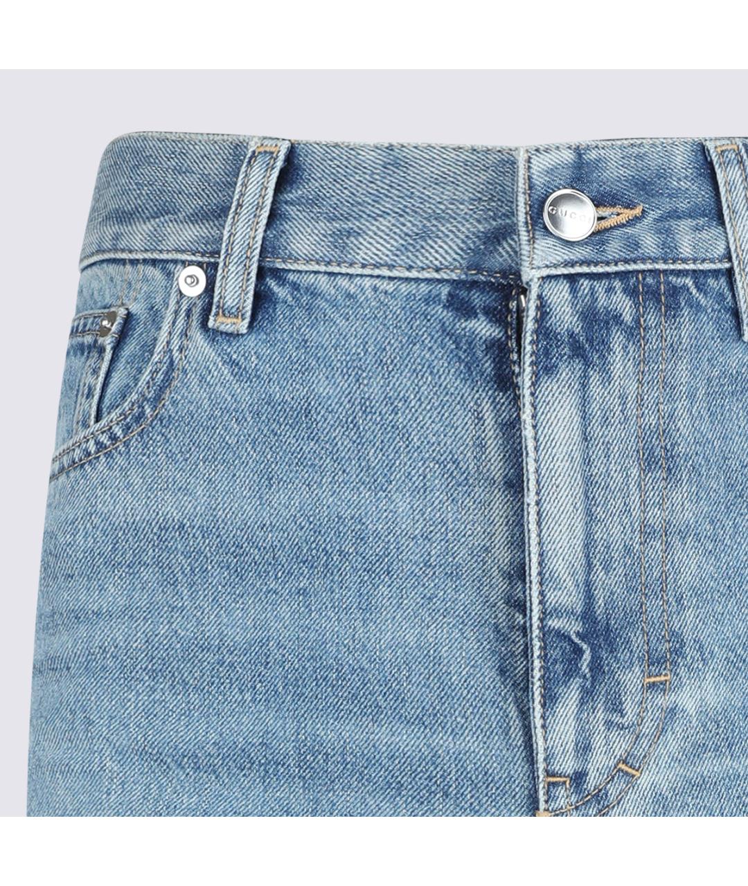 GUCCI Голубые хлопковые джинсы, фото 4