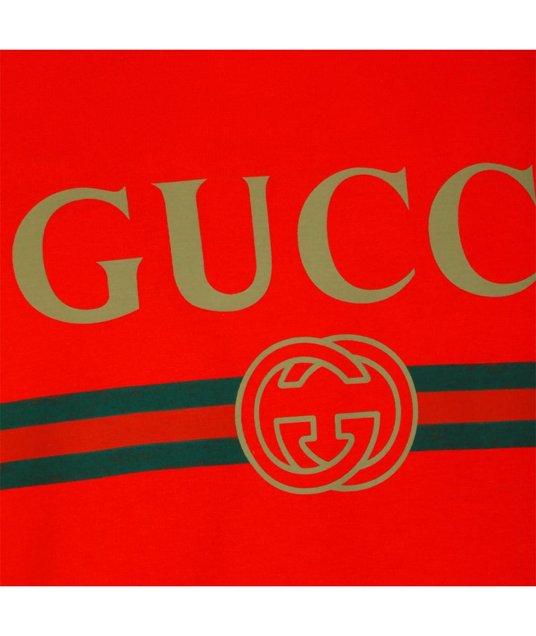 GUCCI Красная хлопковая футболка, фото 3