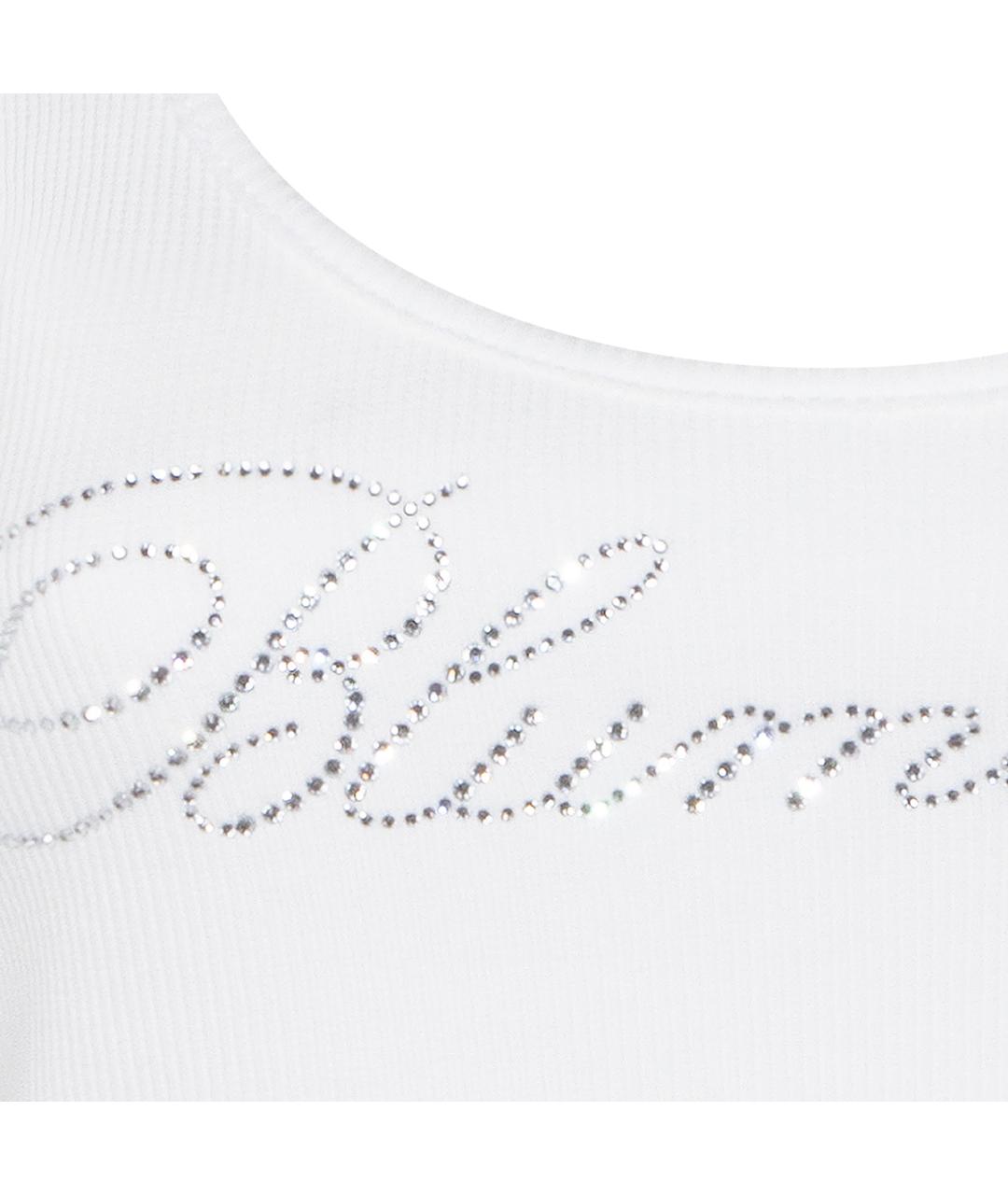 BLUMARINE Белая хлопко-эластановая майка, фото 3