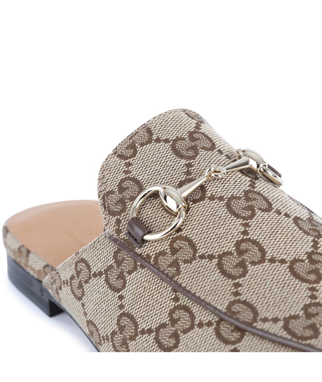 GUCCI Бежевые текстильные мюли, фото 4