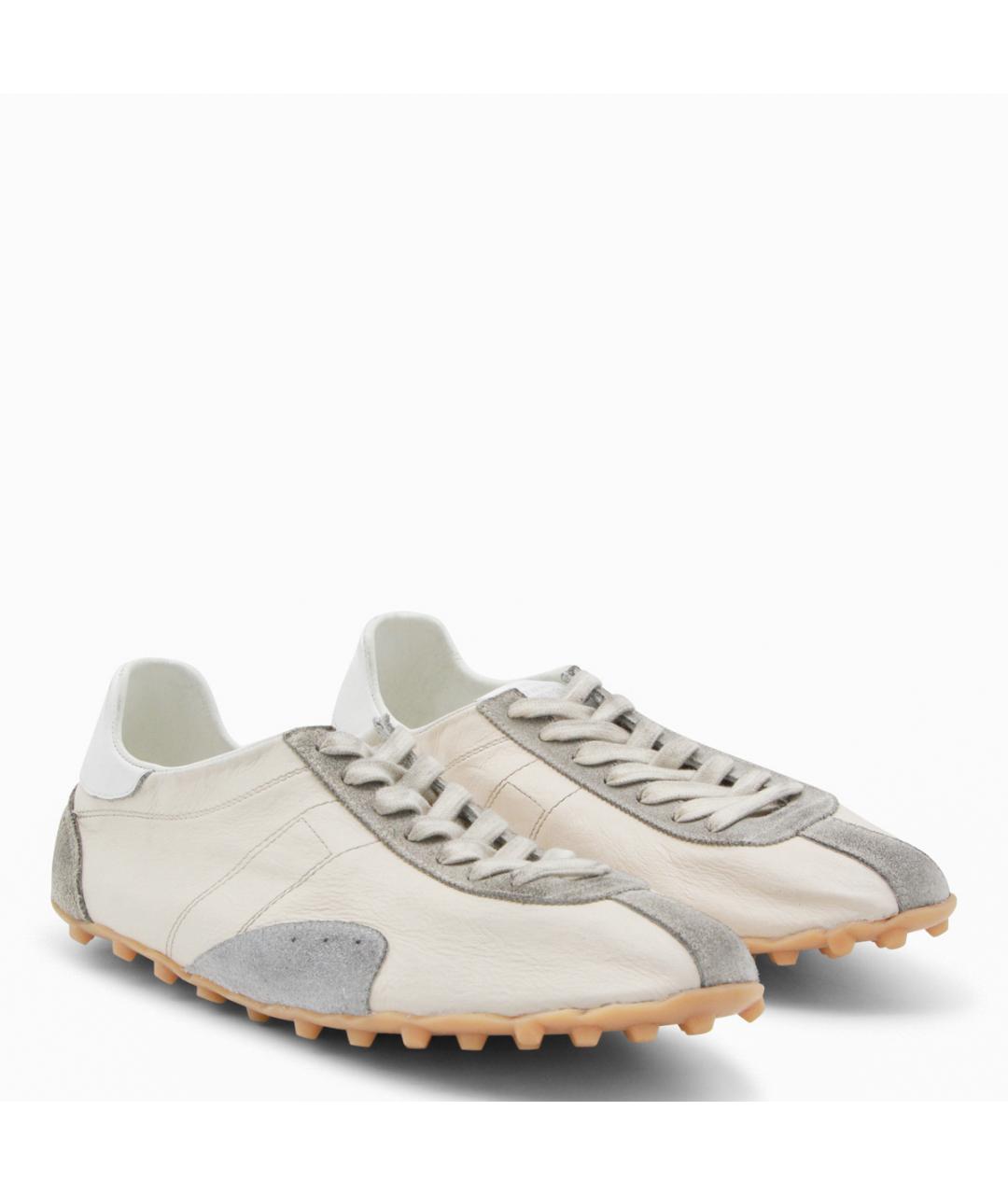 MAISON MARGIELA Бежевые кожаные низкие кроссовки / кеды, фото 3