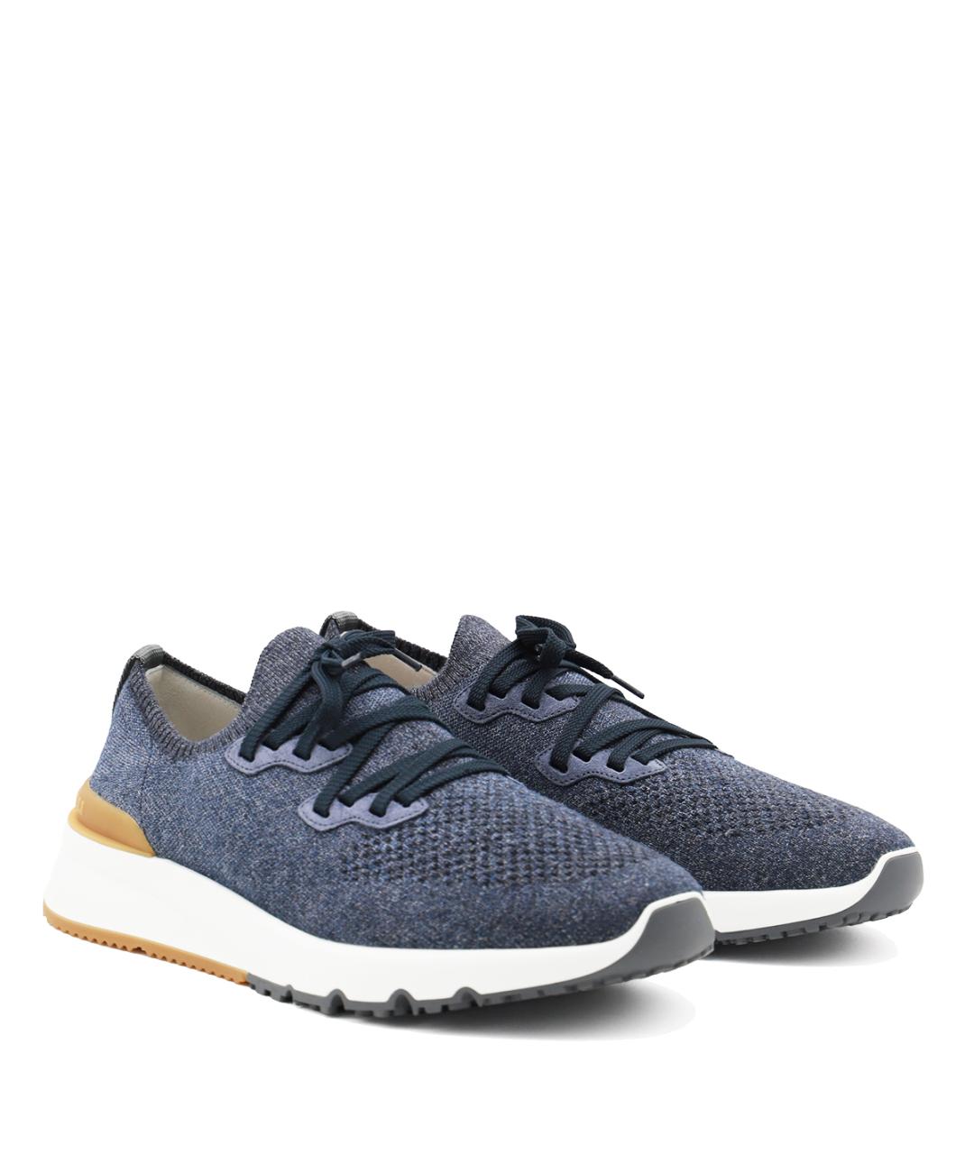BRUNELLO CUCINELLI Синие текстильные низкие кроссовки / кеды, фото 2