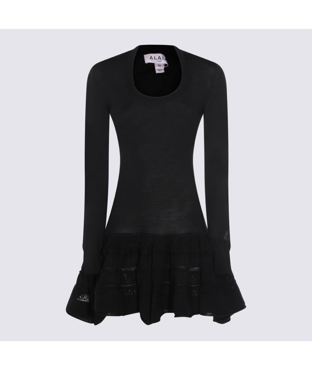 ALAIA Черное шерстяное коктейльное платье, фото 2