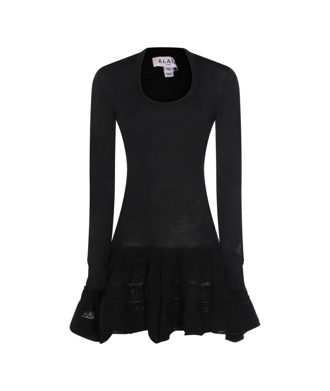 ALAIA Черное шерстяное коктейльное платье, фото 1