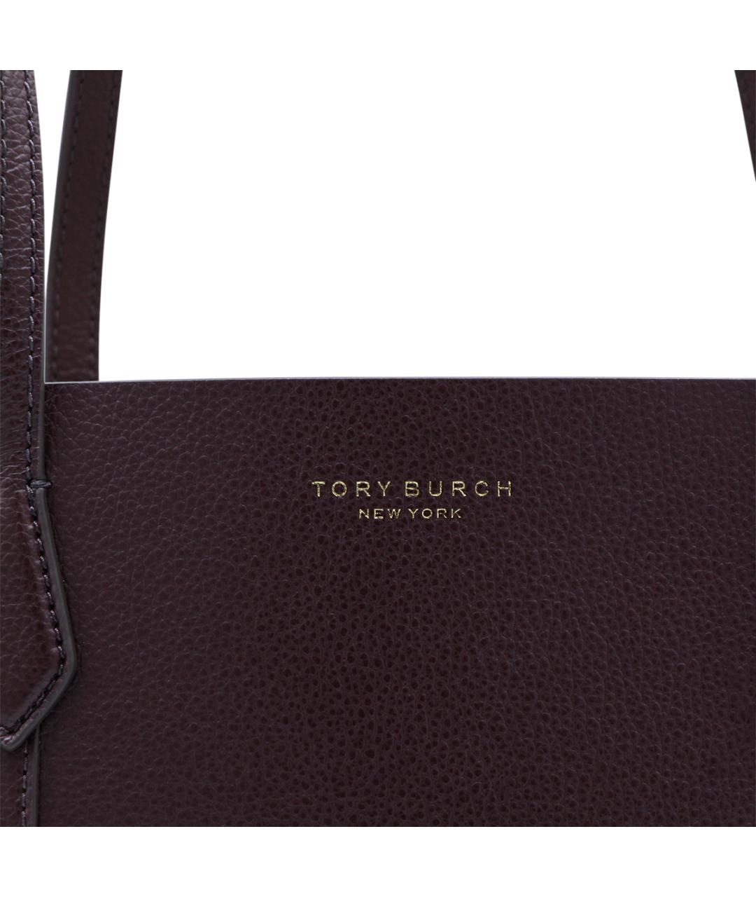 TORY BURCH Бордовая кожаная сумка тоут, фото 4