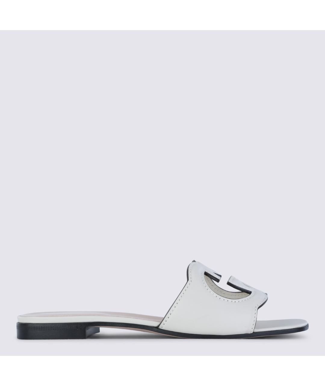 GUCCI Белые кожаные шлепанцы, фото 2