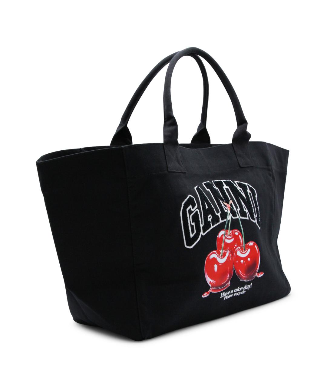 GANNI Черная хлопковая сумка тоут, фото 2