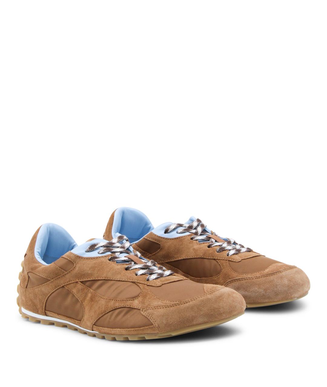 BOTTEGA VENETA Коричневые замшевые низкие кроссовки / кеды, фото 2