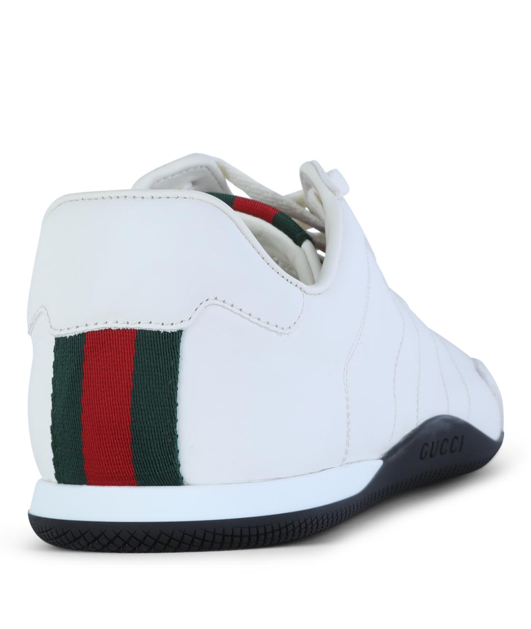 GUCCI Белые кожаные низкие кроссовки / кеды, фото 3