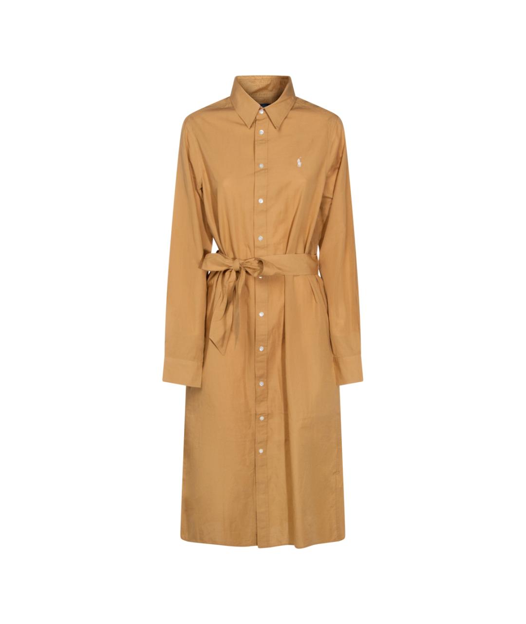 POLO RALPH LAUREN Бежевое хлопковое повседневное платье, фото 1
