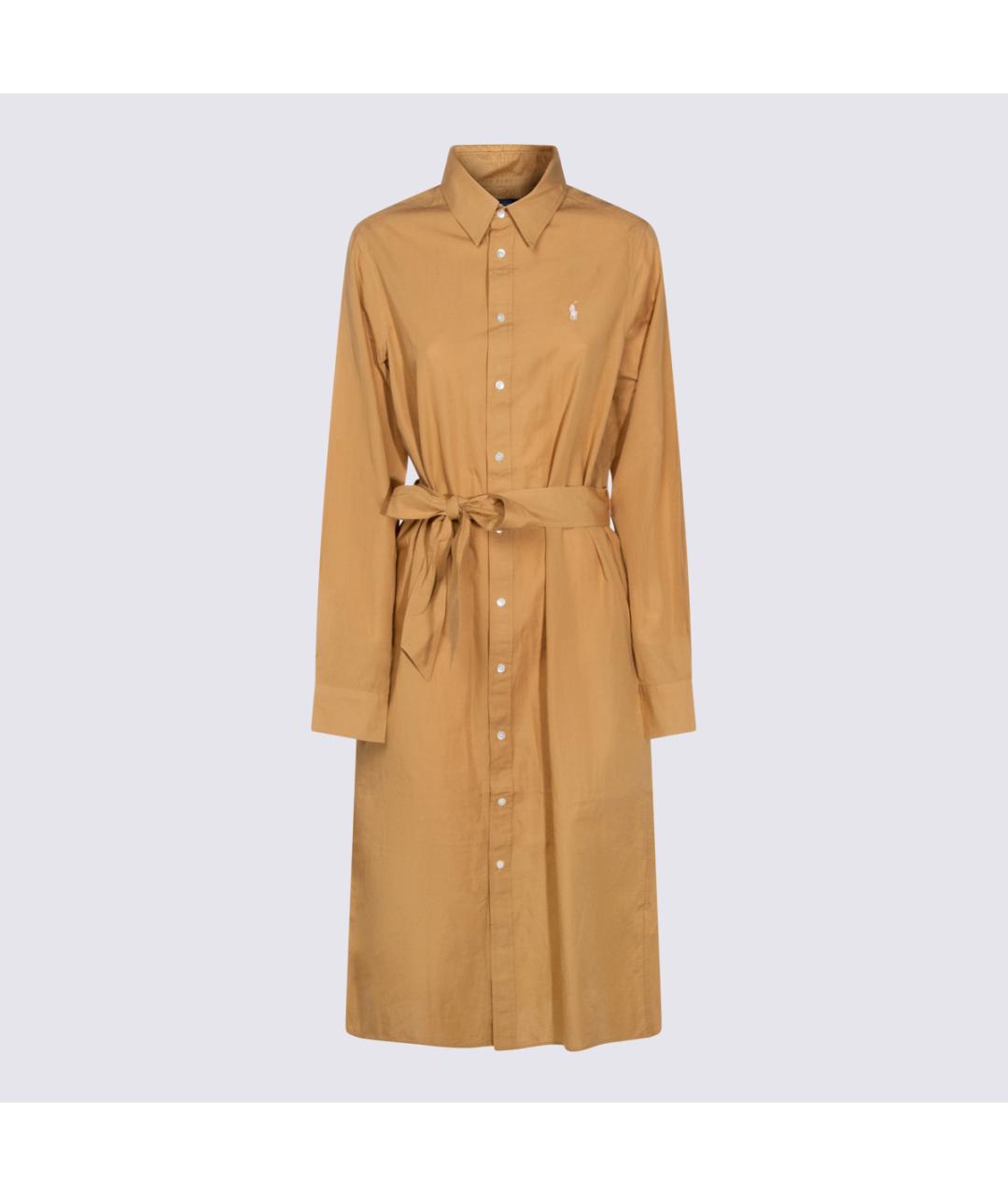 POLO RALPH LAUREN Бежевое хлопковое повседневное платье, фото 2