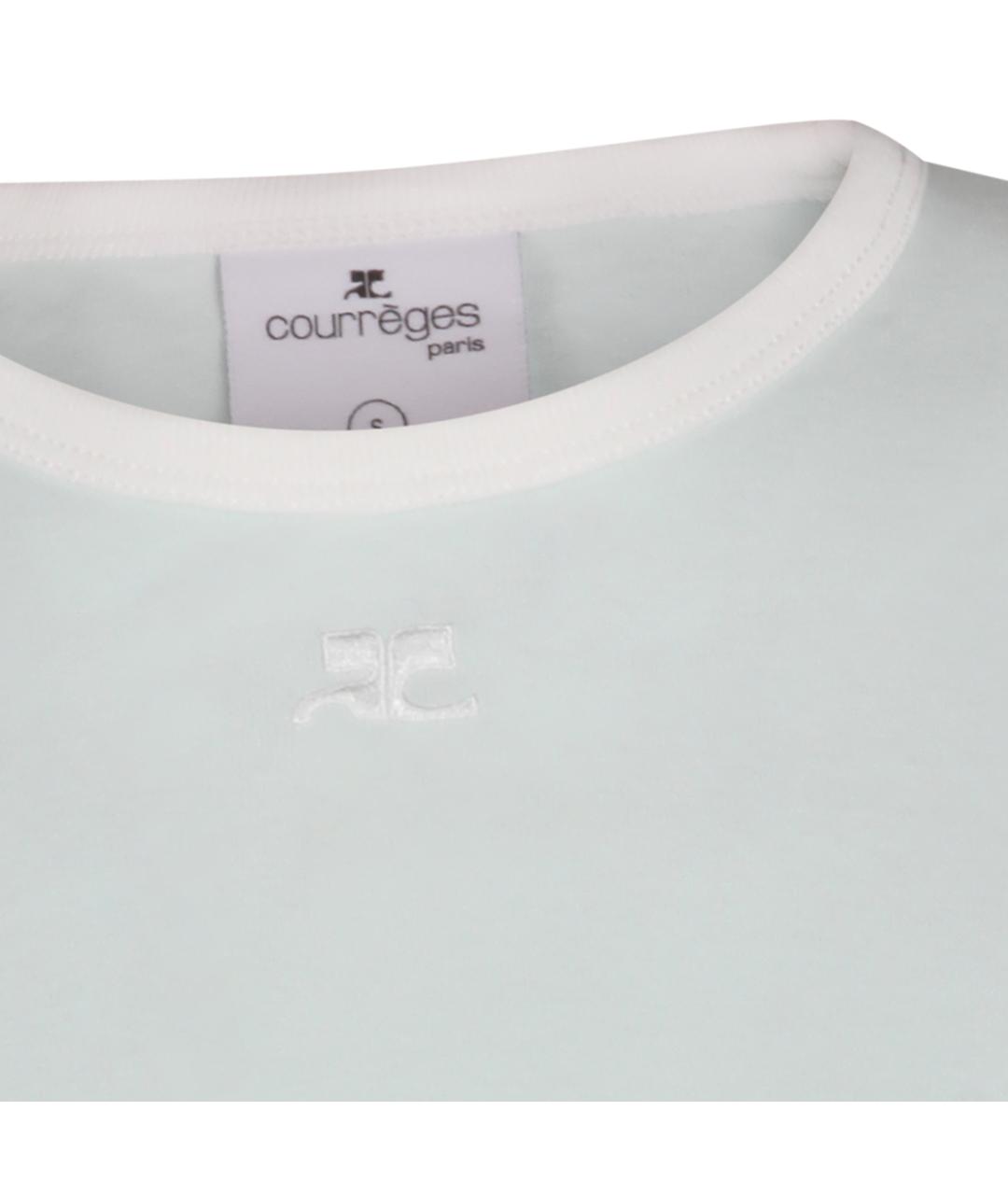 COURREGES Бирюзовая хлопковая футболка, фото 3