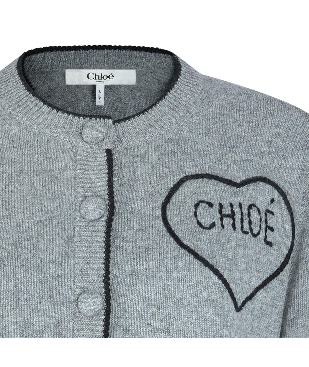 CHLOE Серый шерстяной кардиган, фото 3
