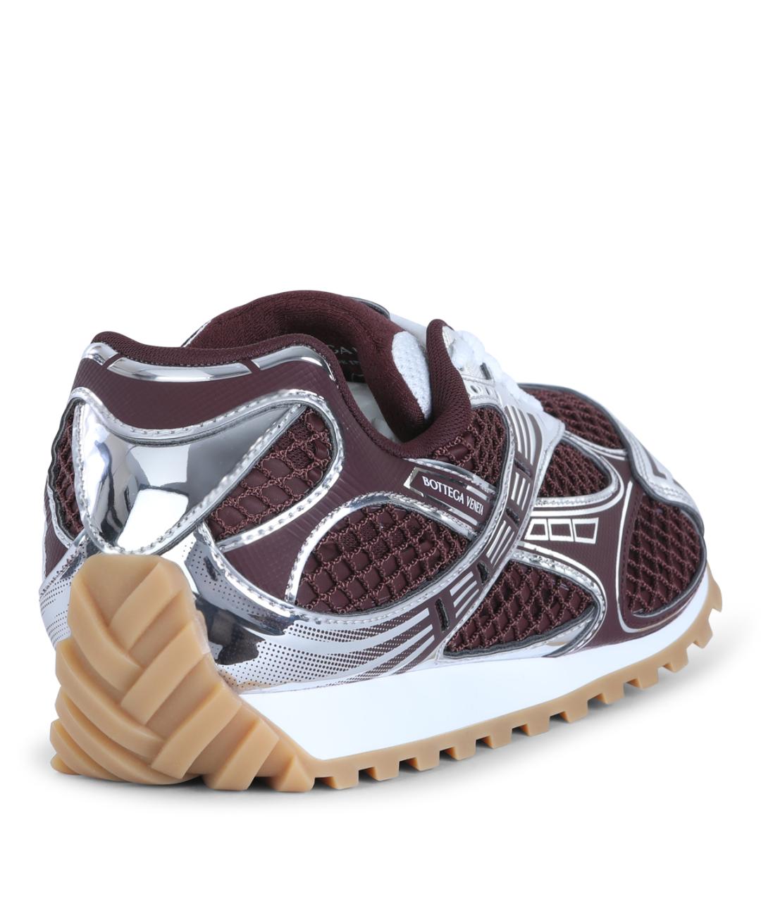 BOTTEGA VENETA Бордовые текстильные низкие кроссовки / кеды, фото 3