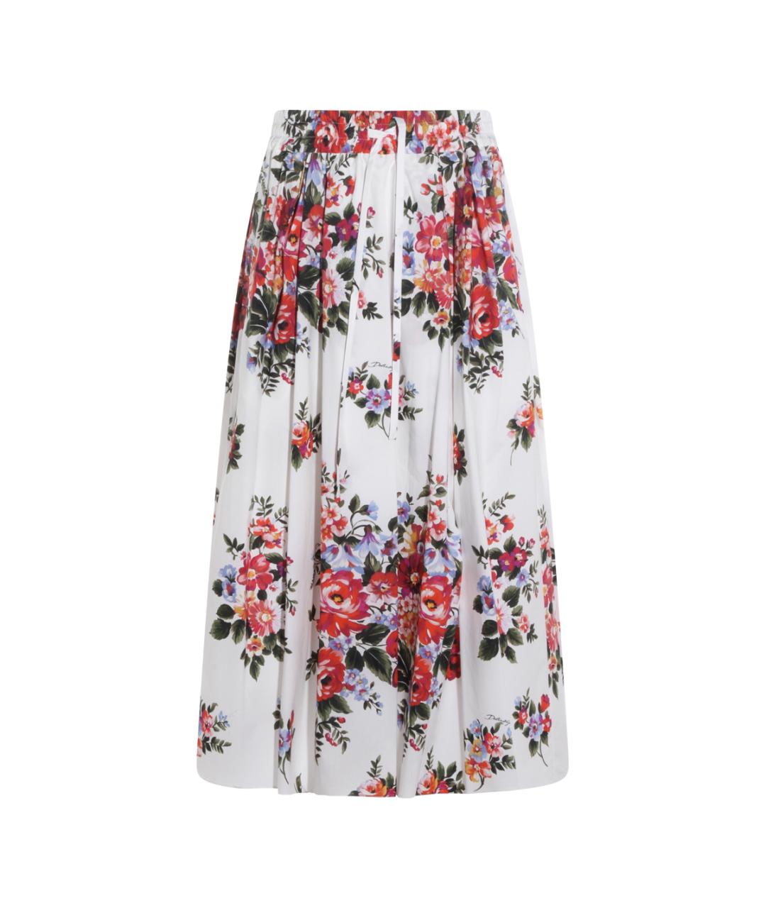 DOLCE&GABBANA Белая хлопковая юбка миди, фото 1