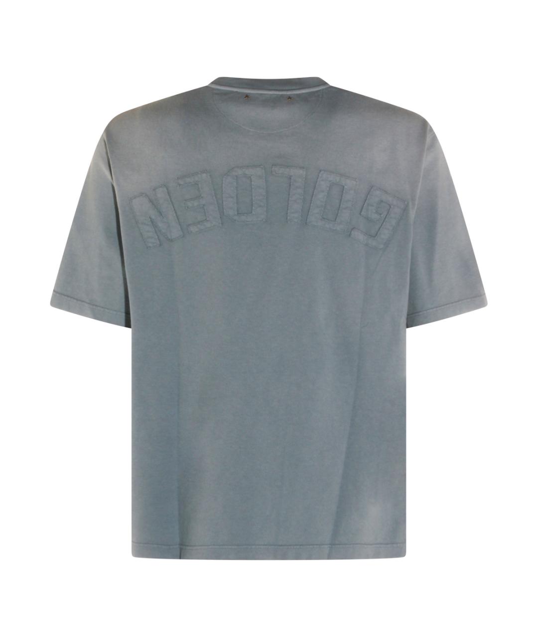 GOLDEN GOOSE DELUXE BRAND Голубая хлопковая футболка, фото 2