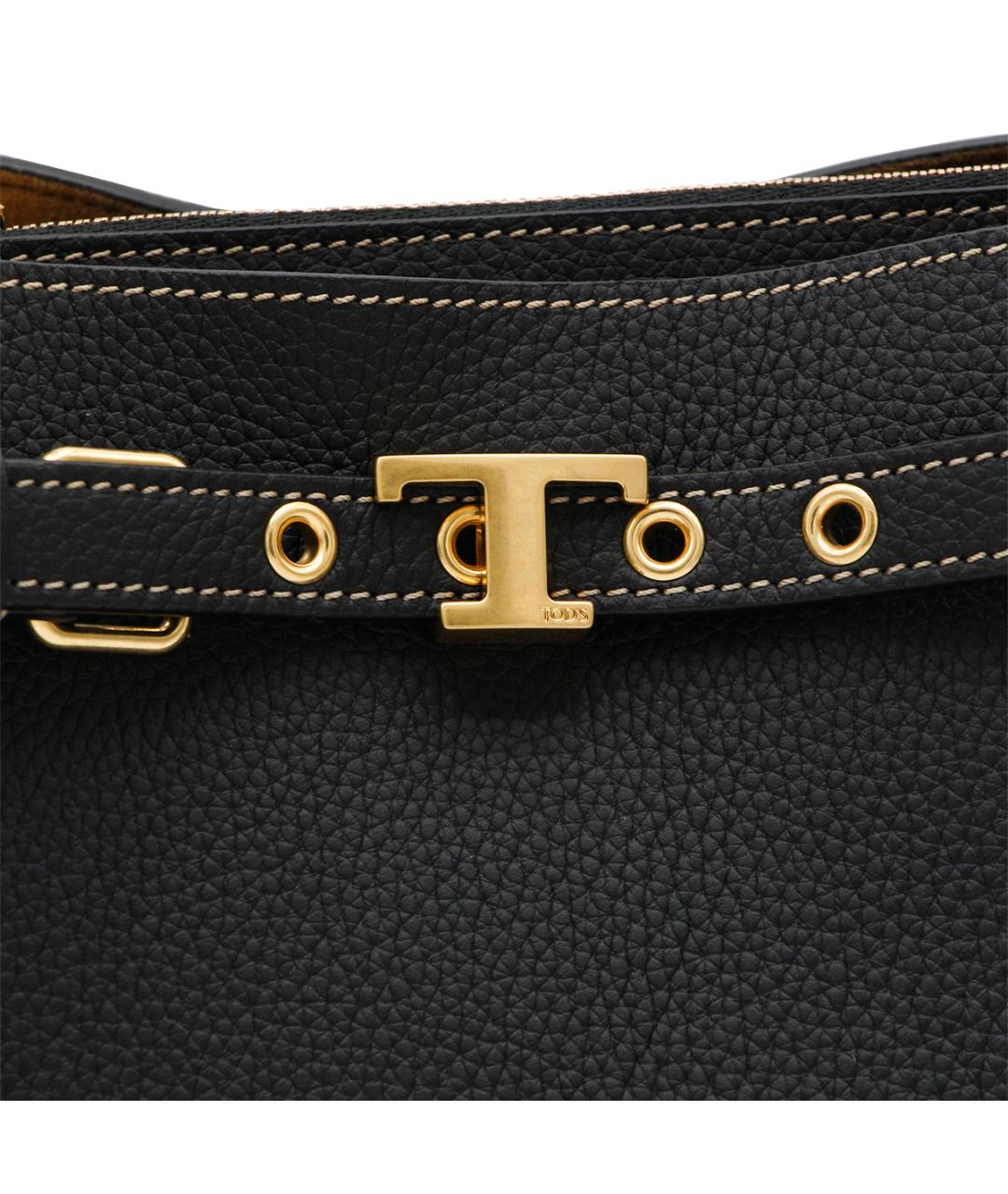 TOD'S Черная кожаная сумка тоут, фото 4