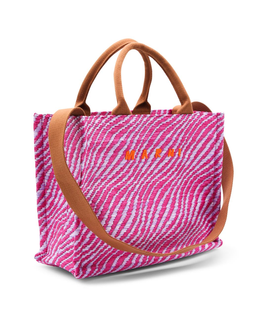 MARNI Розовая тканевая сумка тоут, фото 2