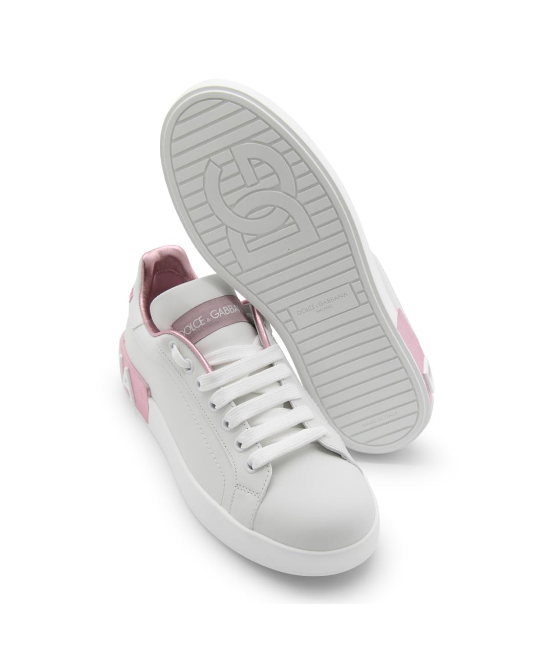 DOLCE&GABBANA Белые кожаные кроссовки, фото 4