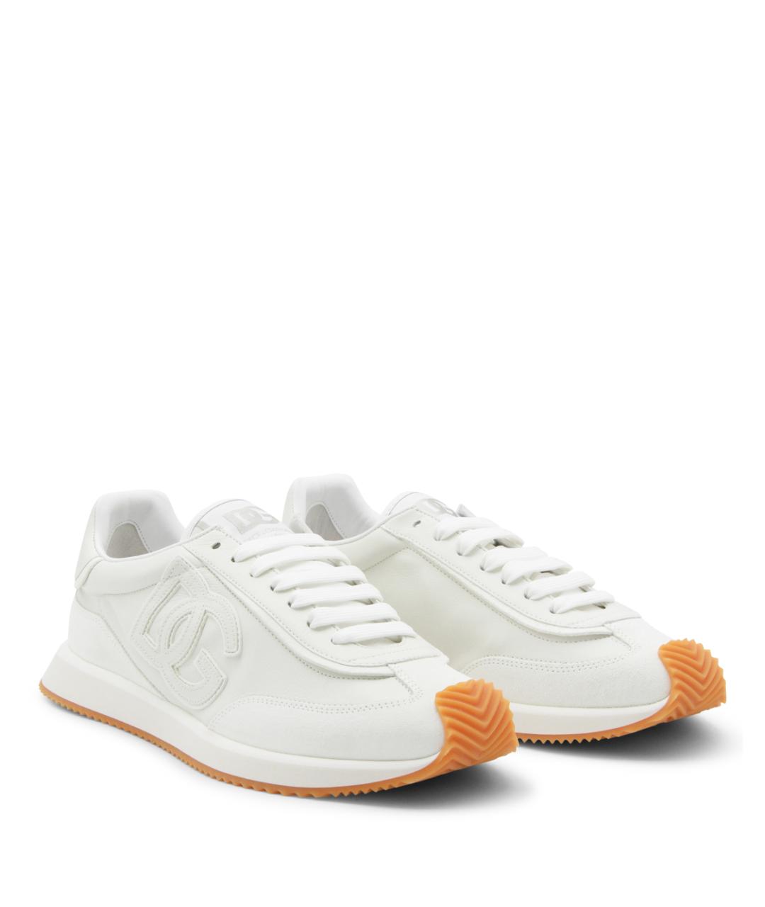 DOLCE&GABBANA Белые кожаные низкие кроссовки / кеды, фото 2