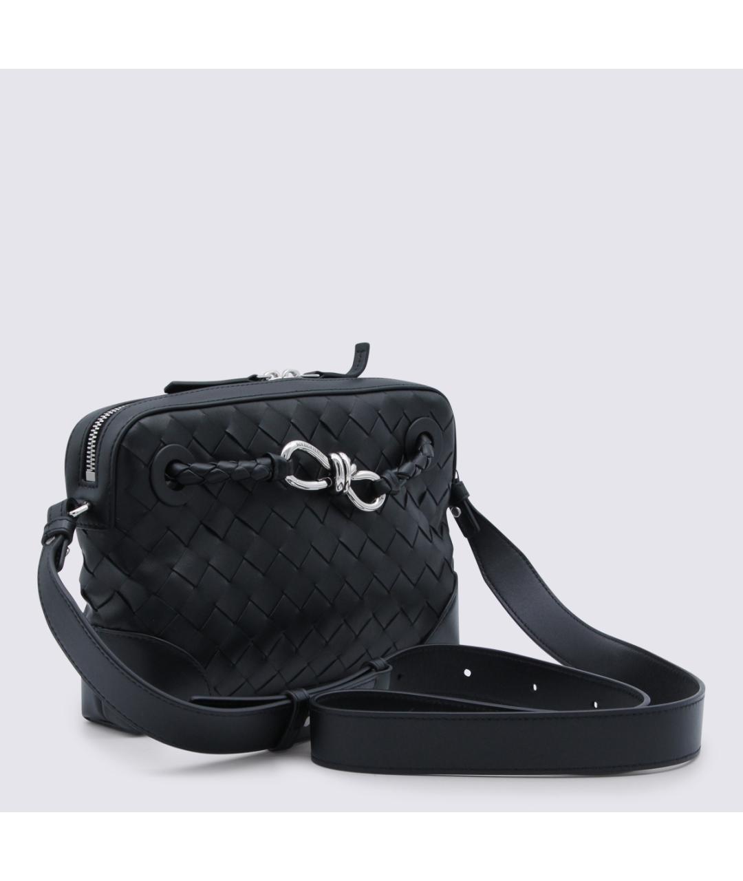 BOTTEGA VENETA Черная кожаная сумка на плечо, фото 3
