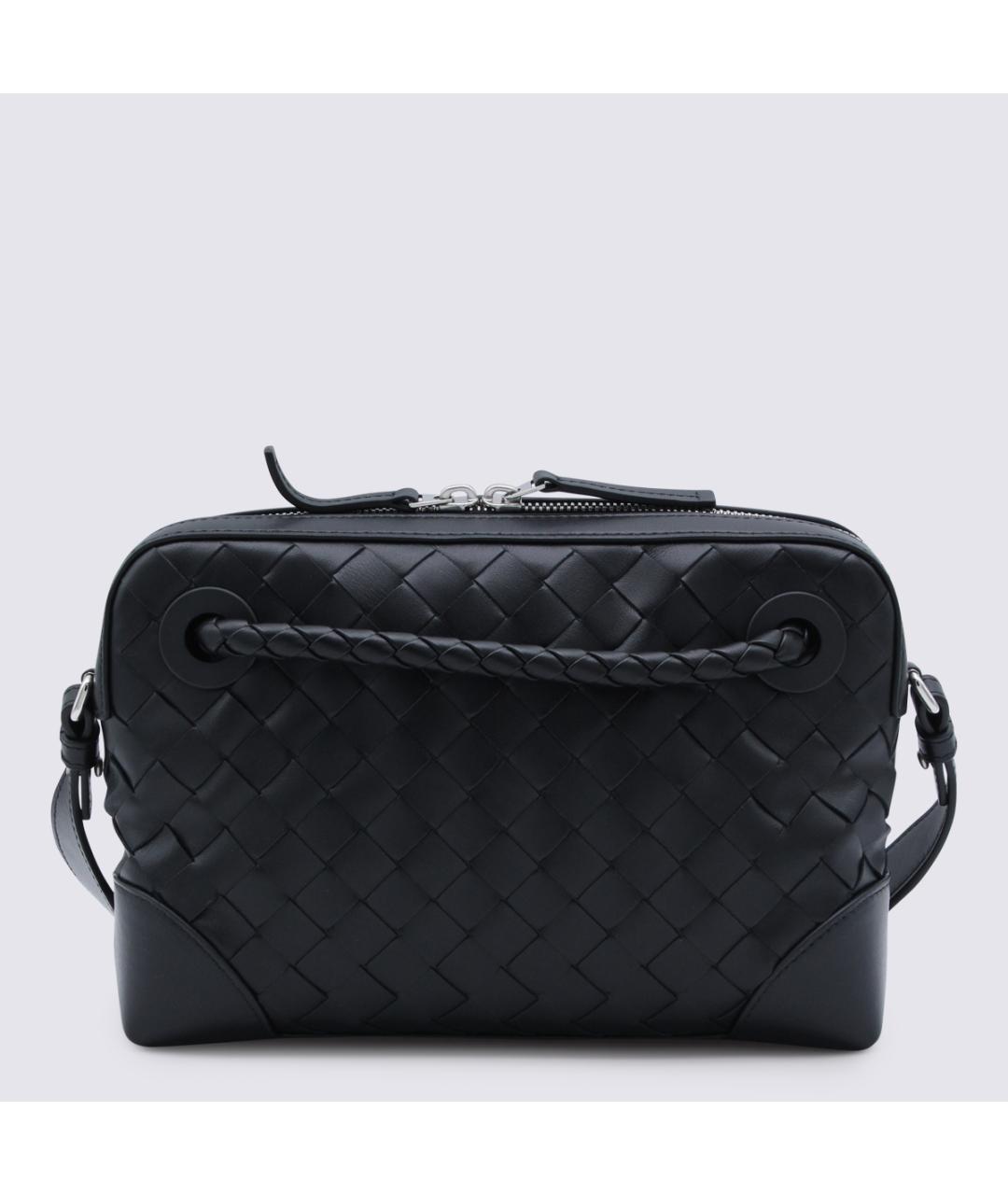 BOTTEGA VENETA Черная кожаная сумка на плечо, фото 4