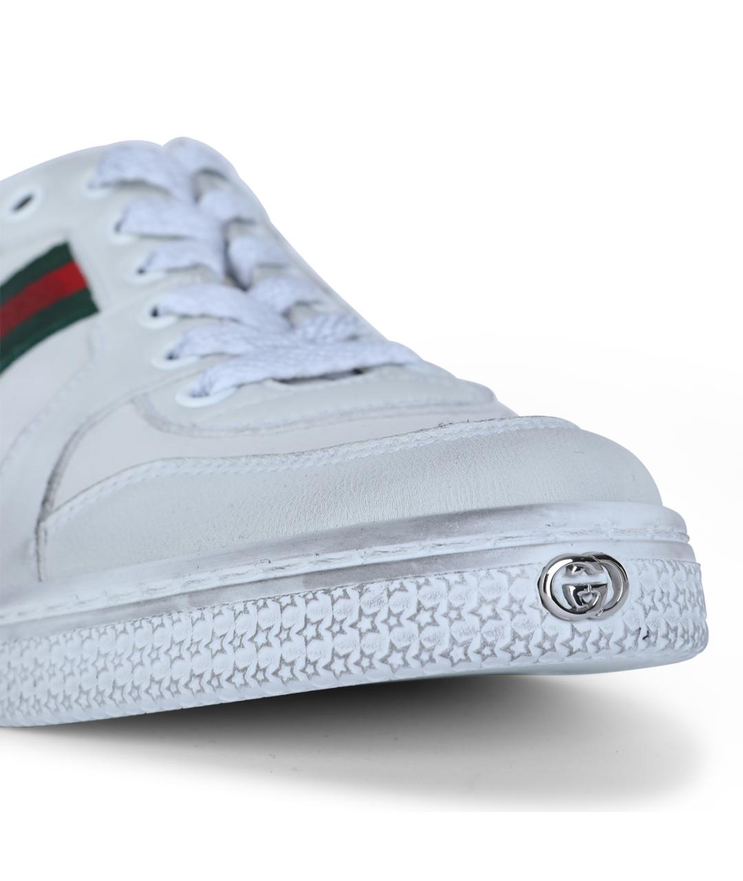 GUCCI Белые кожаные кеды, фото 4