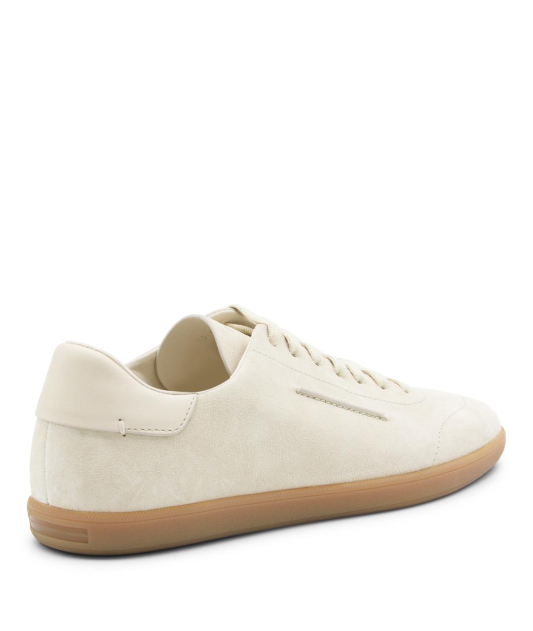 ZEGNA Бежевые кожаные низкие кроссовки / кеды, фото 3