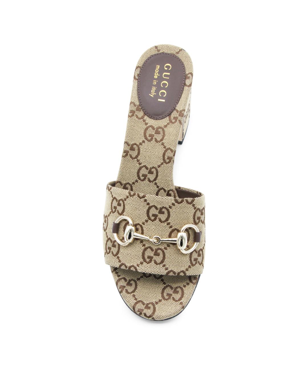 GUCCI Бежевые текстильные мюли, фото 4