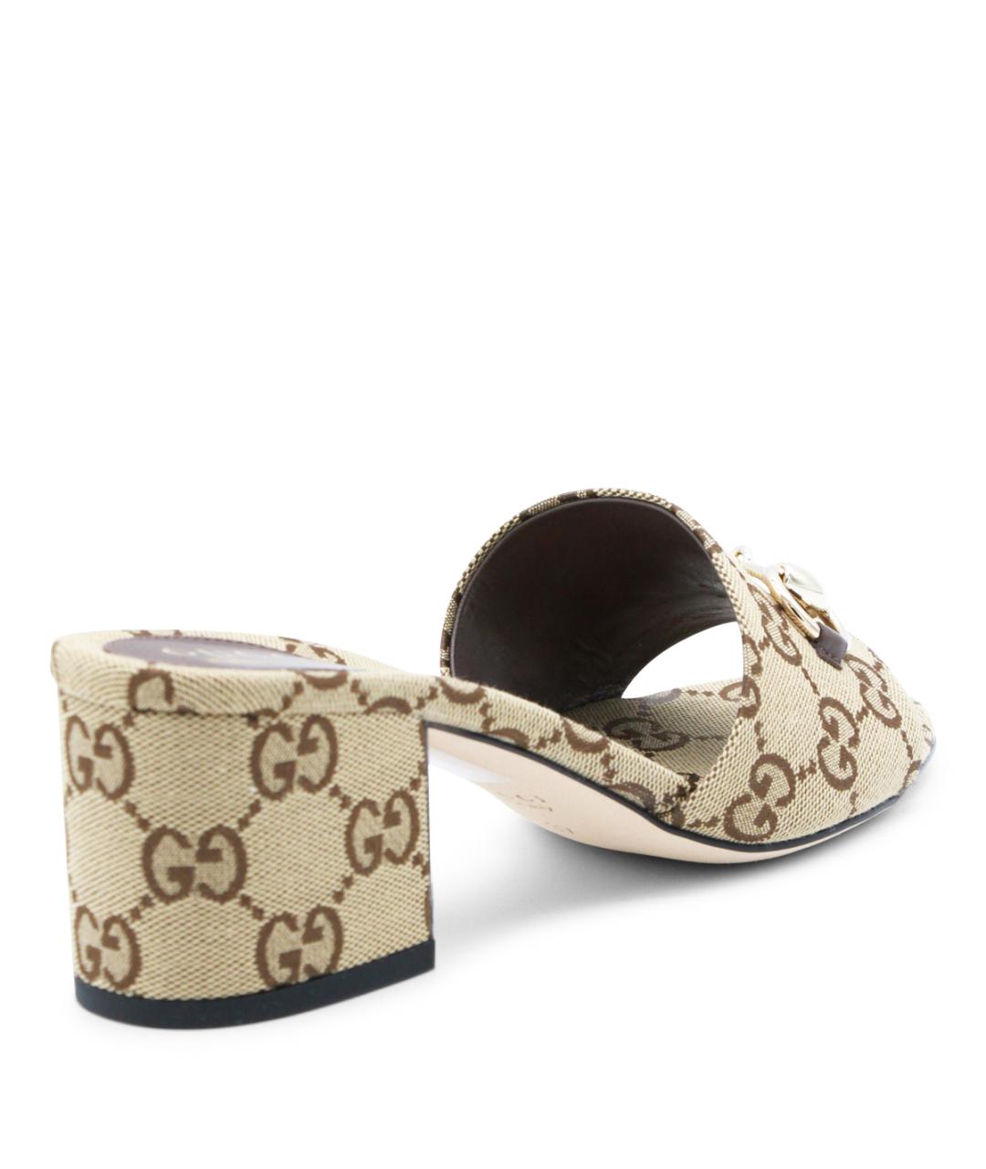 GUCCI Бежевые текстильные мюли, фото 3