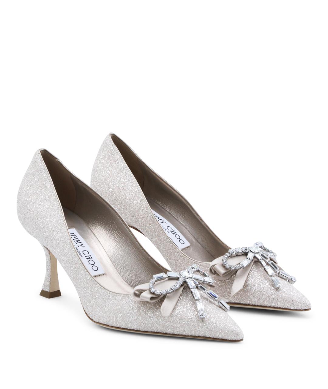 JIMMY CHOO Серебряные кожаные туфли, фото 2