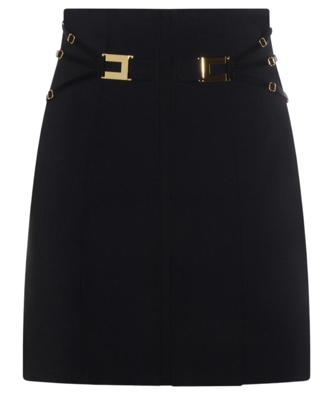 ELISABETTA FRANCHI Черная полиэстеровая юбка мини, фото 1