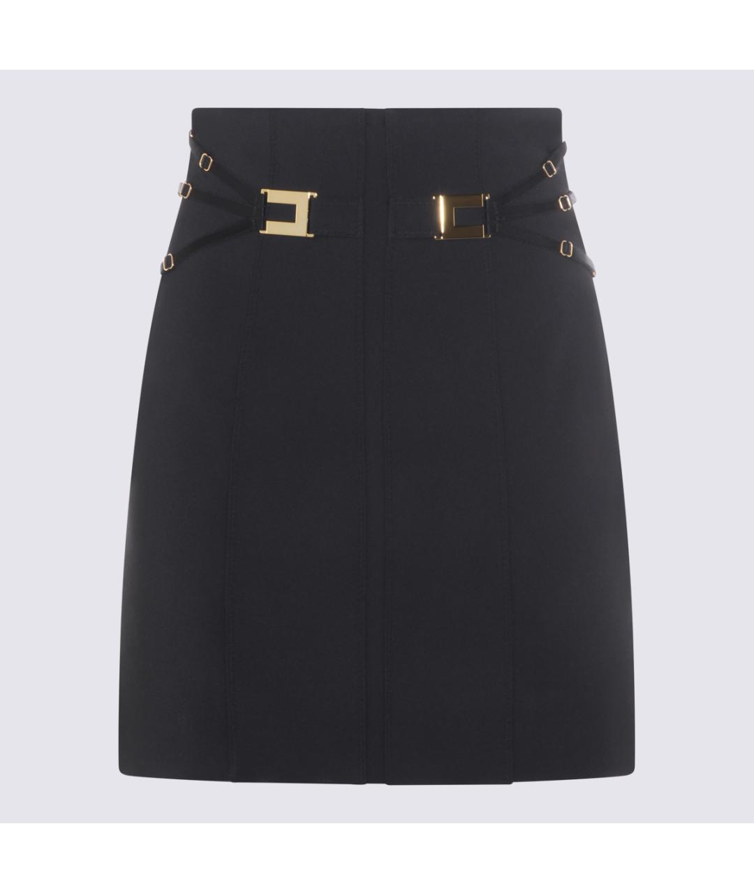 ELISABETTA FRANCHI Черная полиэстеровая юбка мини, фото 2
