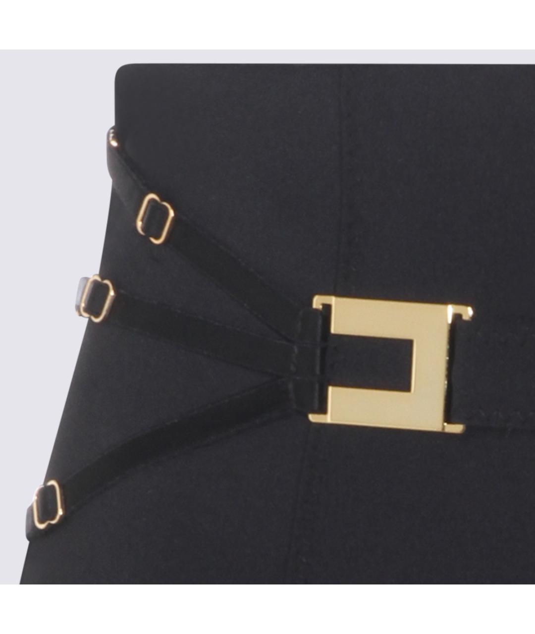 ELISABETTA FRANCHI Черная полиэстеровая юбка мини, фото 6
