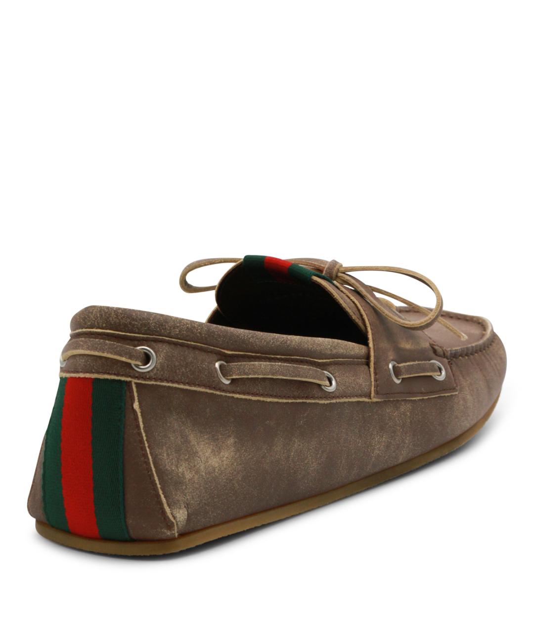 GUCCI Коричневые кожаные мокасины, фото 3