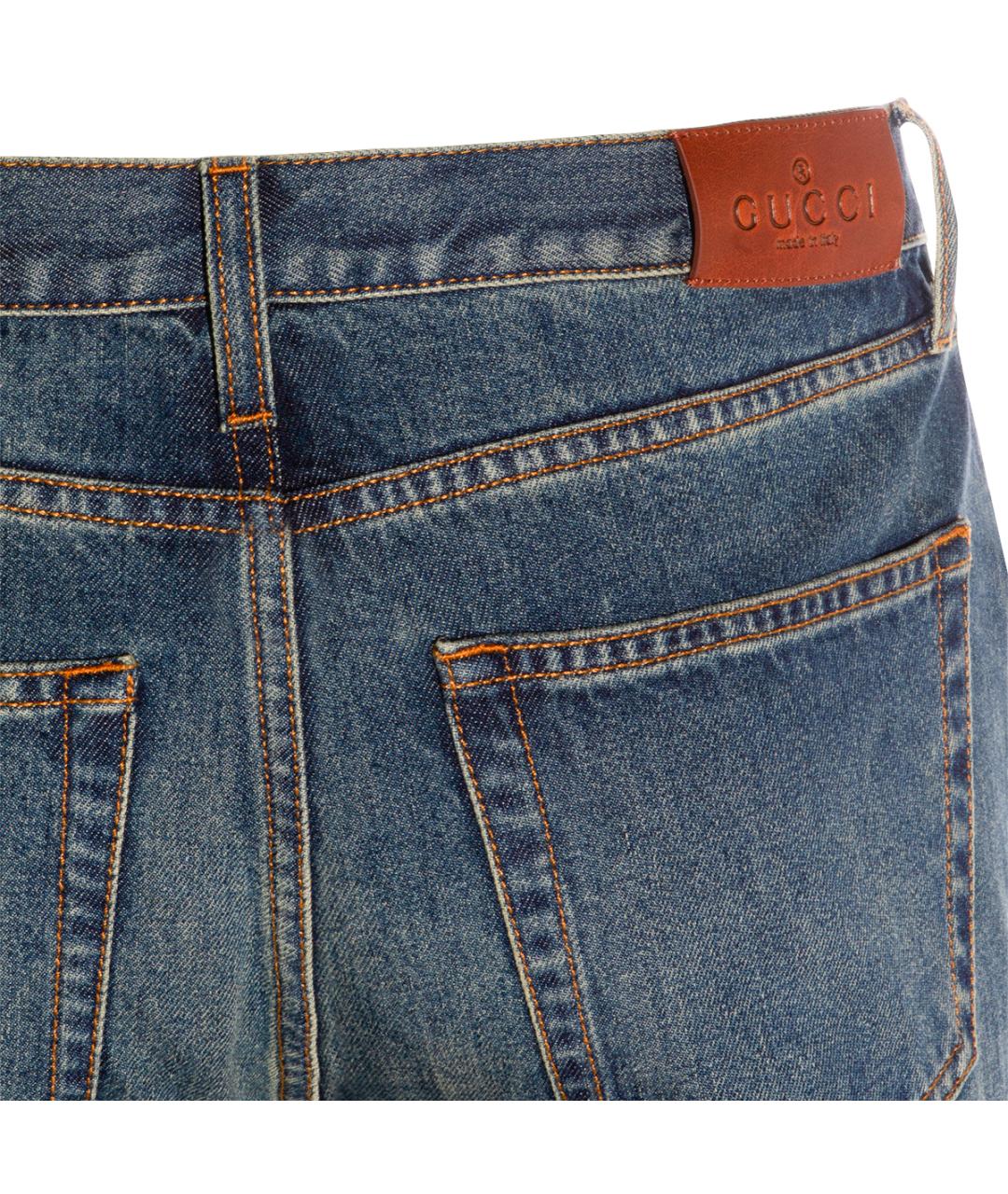 GUCCI Синие хлопковые прямые джинсы, фото 3