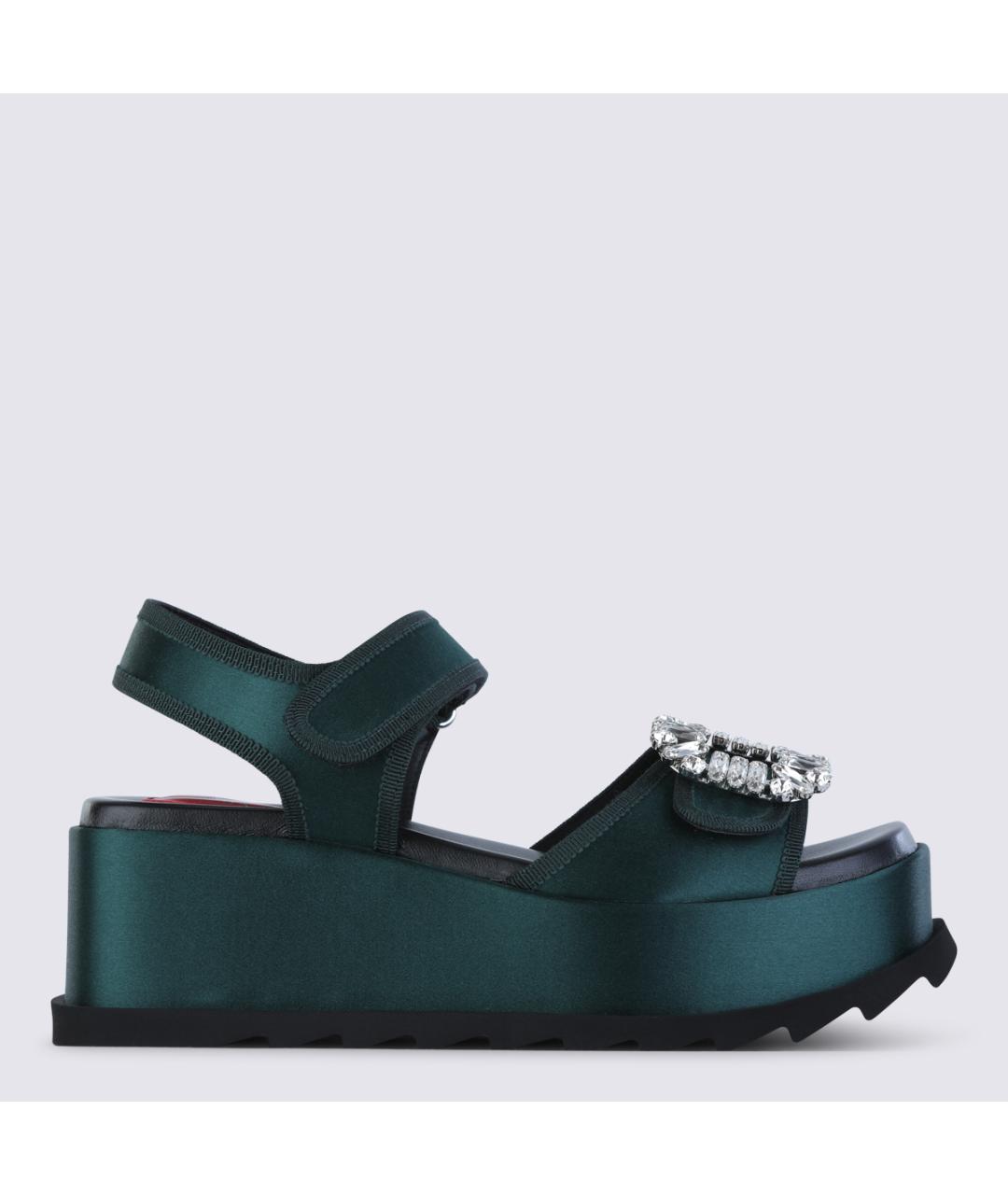 ROGER VIVIER Зеленые текстильные сандалии, фото 2