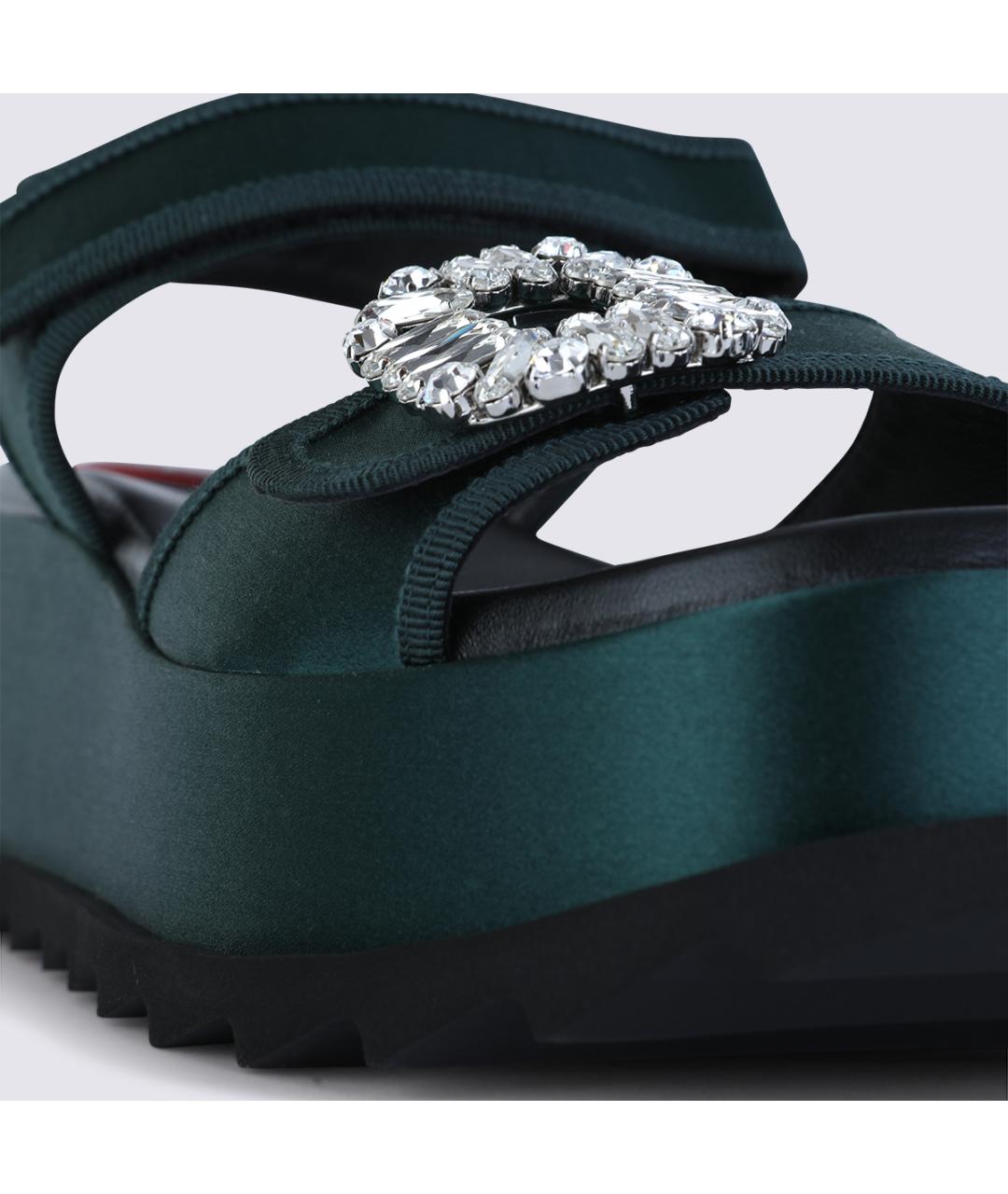 ROGER VIVIER Зеленые текстильные сандалии, фото 5