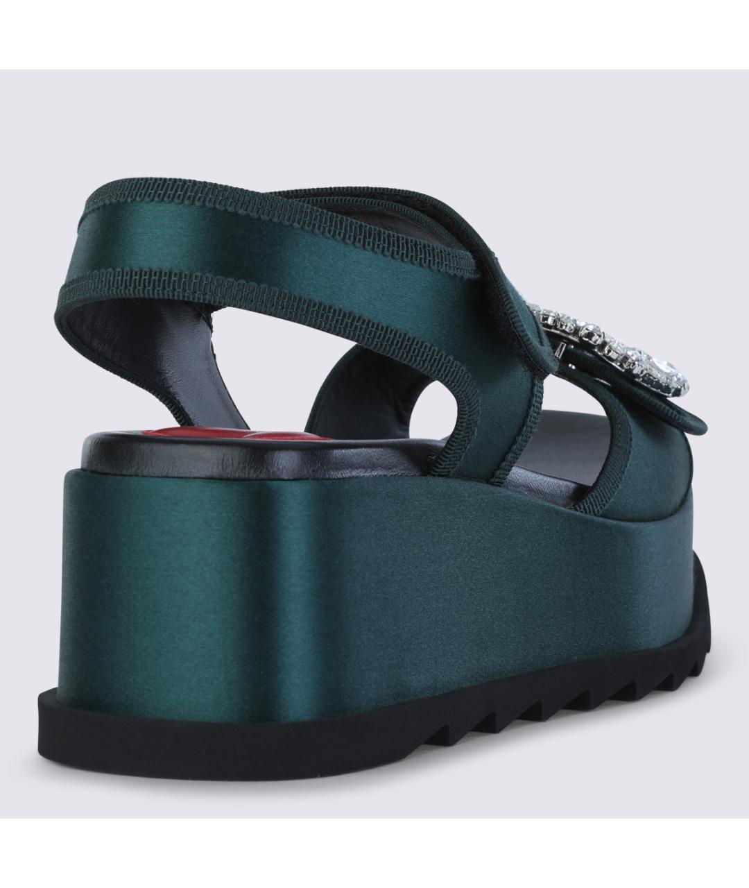 ROGER VIVIER Зеленые текстильные сандалии, фото 4